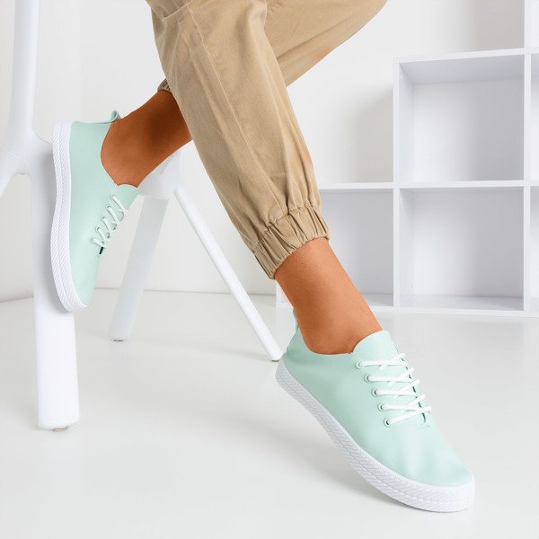 Кроссовки на шнуровке мятного цвета Ewilia - Обувь