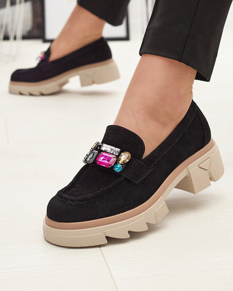 Черные ажурные женские мокасины с декором Bokkso - Обувь