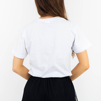 Unikali balta moteriška palaidinė su spalvingais raštais ir blizgučiais - Drabužiai