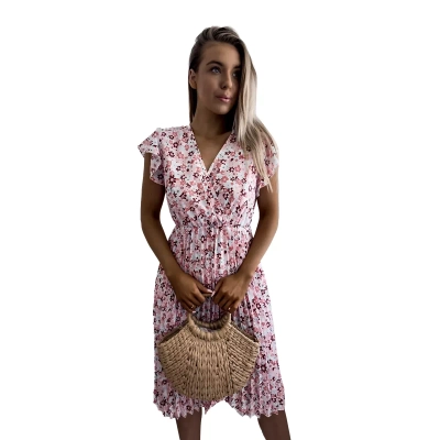 Розовое женское цветочное платье - Одежда