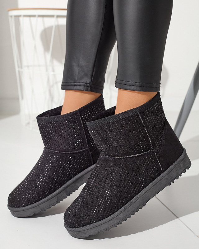 Черные женские сапоги со стразами Rudis