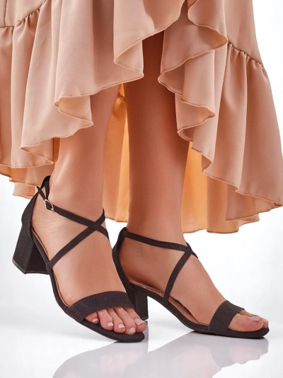 Sandaly Royalfashion Callista Nero na slupku damskie tkanina rozmiar 41