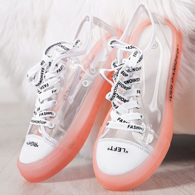 Biało-różowe trampki z transparentną cholewką Pepina - Obuwie