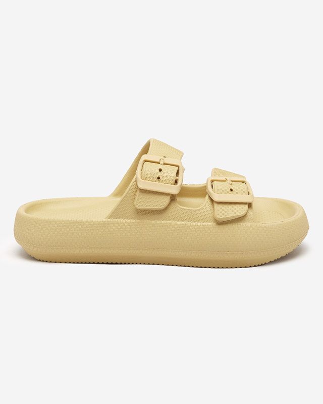 Chaki spalvos moteriškos šlepetės su užsegimais Eckos - Avalynė