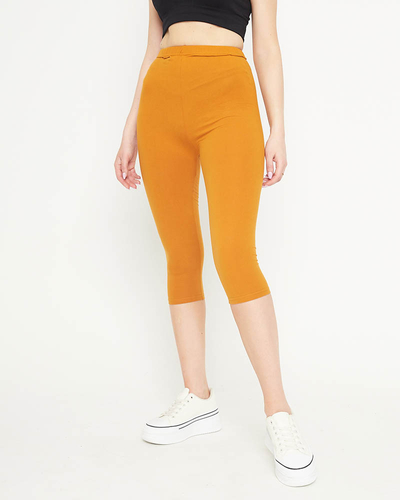 Женские леггинсы горчичного цвета длиной 3/4