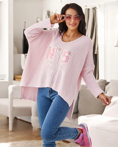 Royalfashion Moteriškas akrilo megztinis su spaudiniu