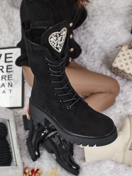 Эко-замшевые женские ботинки на шнуровке Emelune