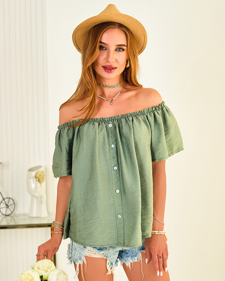 Royalfashion Женская блузка а'ля шишпанка с декоративными пуговицами