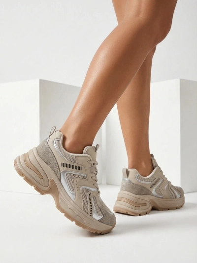 Женские кроссовки Aurelia Luna Royalfashion на шнуровке, цвет экрю