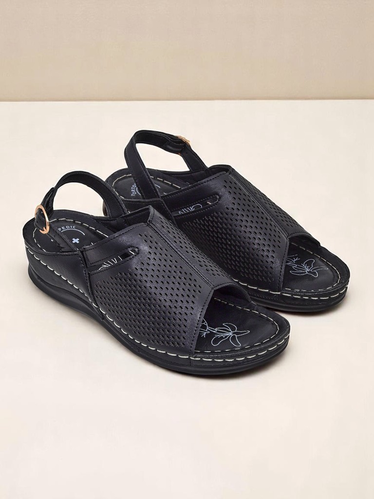 Royalfashion Damskie sandały na niskim koturnie Mira – totalny sztos!