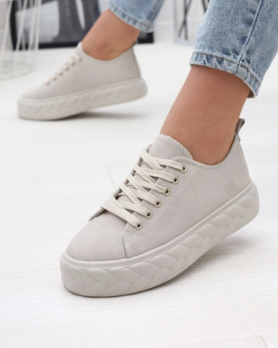 Кремовые женские кроссовки на платформе Sedix - Обувь