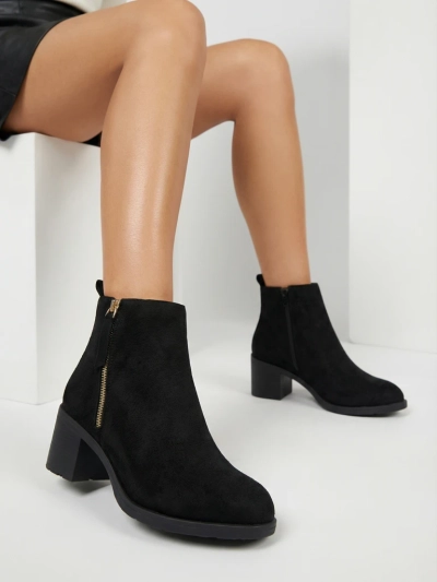 Royalfashion Juodi eko zomšos moteriški žemakulniai batai Rejerry