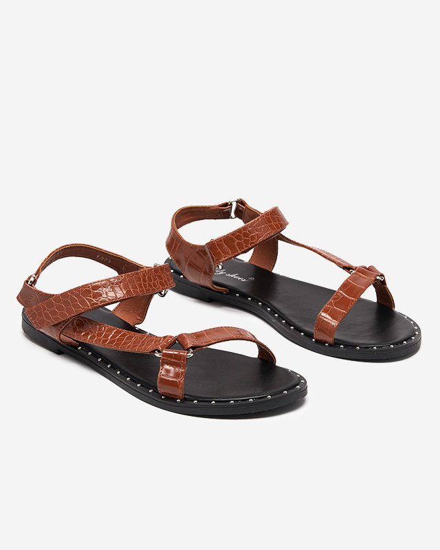 Лакированные коричневые женские сандалии Sasjo - Обувь