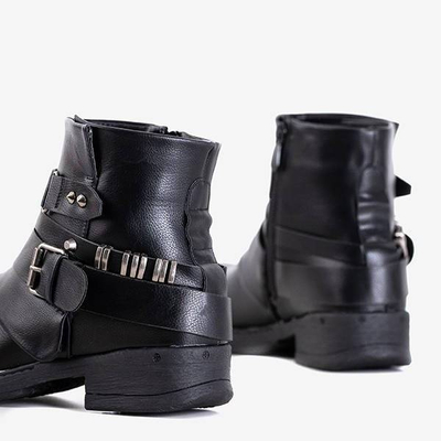 OUTLET Черные женские рабочие ботинки с пряжкой Voe - Обувь