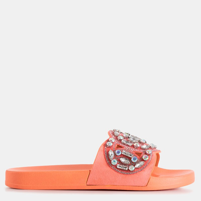 Коралловые резиновые шлепанцы с отделкой Masandra