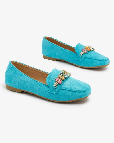 Royalfashion Синие женские мокасины с кристаллами Olkeri