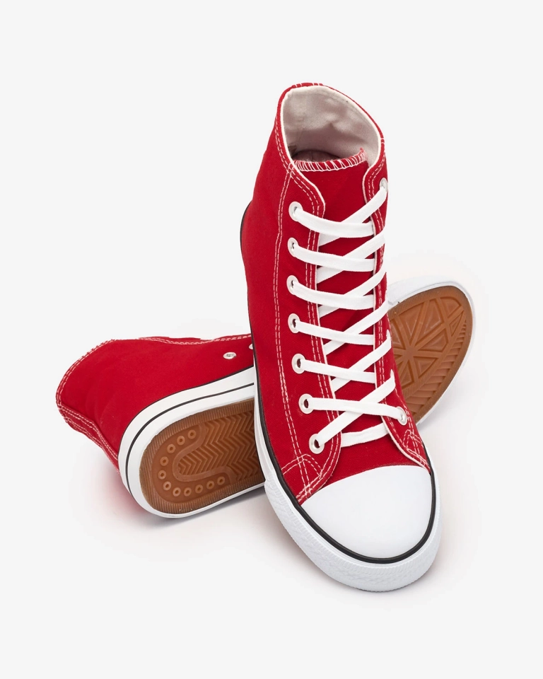 Красные мужские высокие кроссовки на шнуровке Qasallo- Footwear