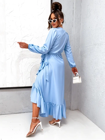 Royalfashion Susirišamas moterų midi suknelė su volanais
