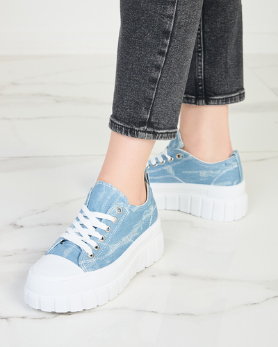 Mėlyni moteriški sportbačiai a'la džinsai Resi platformoje - Avalynė