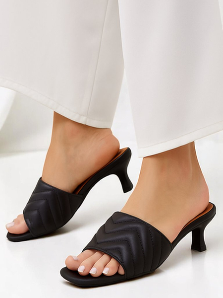 Sandały Callista Nero na szpilce 5 cm, lato, sk
rka eko