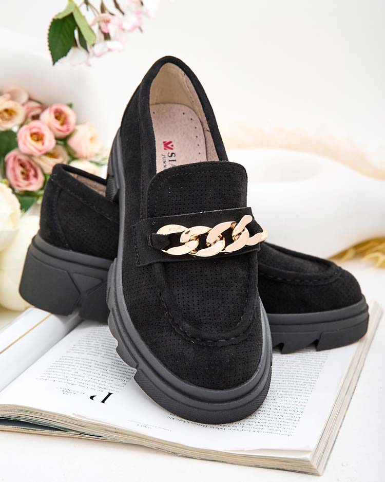 "Royalfashion" Ekologiškos zomšos mokasinai su "Zaffix" puošyba