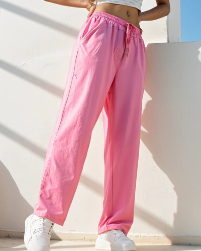 Royalfashion medvilninės tiesios moteriškos audinio kelnės