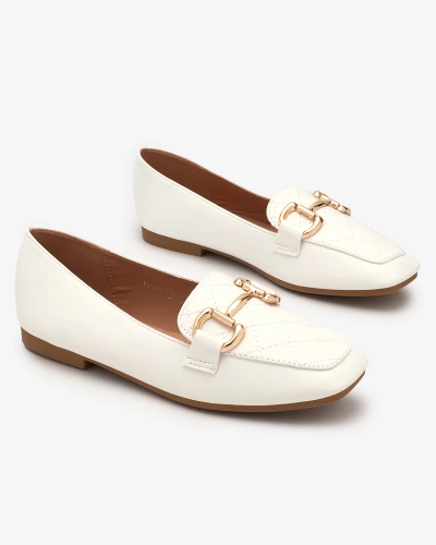 Royalfashion Balti moteriški dygsniuoti mokasinai su aukso puošyba Wetifa