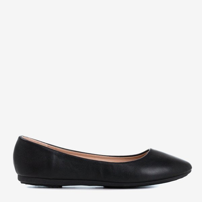 Czarne eko-skórzane  damskie baleriny Mareusa - Obuwie