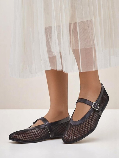 Женские ажурные балетки с ремешком Royalfashion Naommi