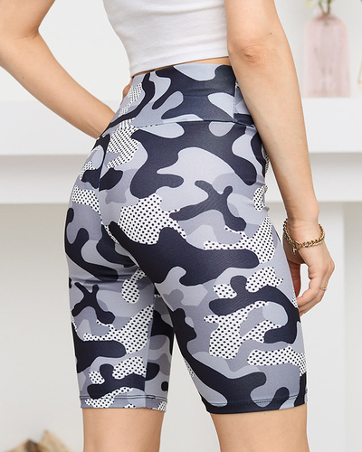 Женские велосипедные леггинсы светло-серого цвета с принтом - Одежда