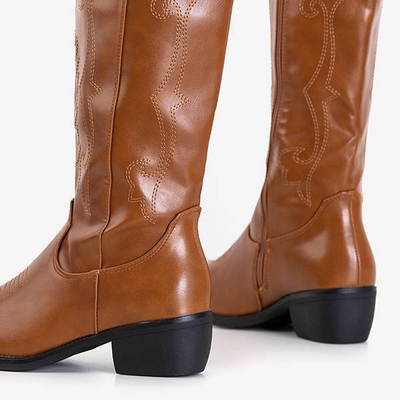 Женские ковбойские сапоги из экокожи верблюжьего цвета Peitra - Обувь