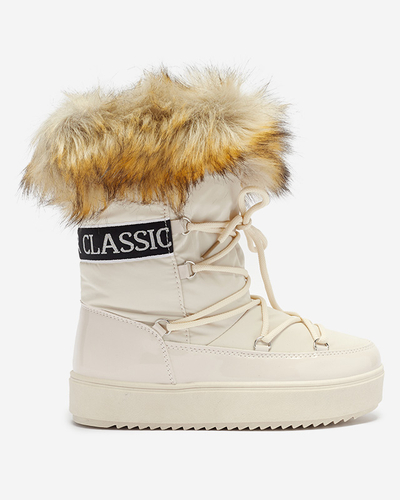 Лакированные женские бежевые сапоги Fursav - Обувь