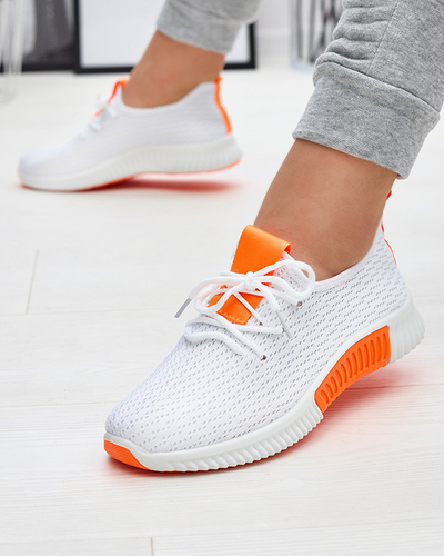 Белые женские спортивные туфли с оранжевыми вставками Kedeti - Обувь