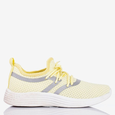 Żółte sportowe buty damskie z błyszczącym wykończeniem Epiphania - Obuwie