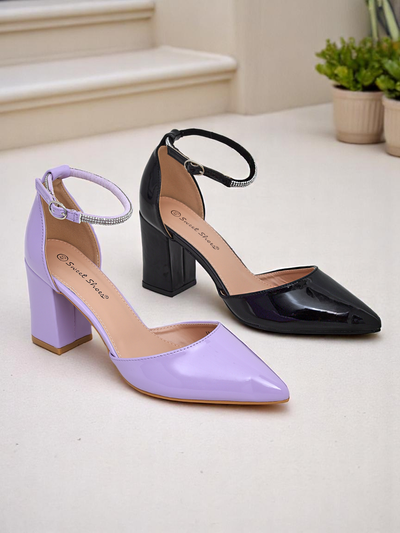 Royalfashion moteriški lakinės odos batai su blizgučių dirželiu Furoni