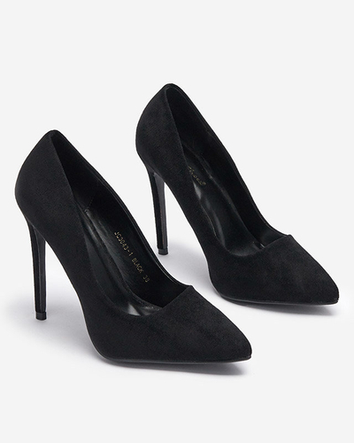 Классические женские туфли на шпильке с заостренным носком черного цвета Ermak- Footwear