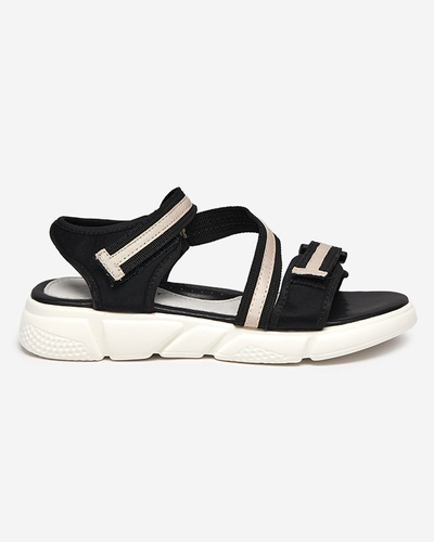 Juodos ir smėlio spalvos vaikiškos basutės užsegamos Velcro Modis - Shoes