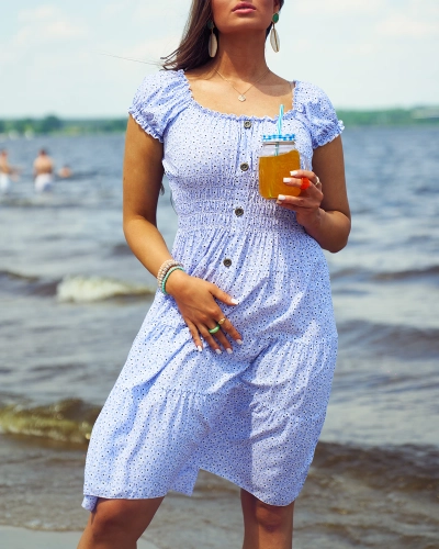 Royalfashion Женское короткое платье с принтом фиолетового цвета