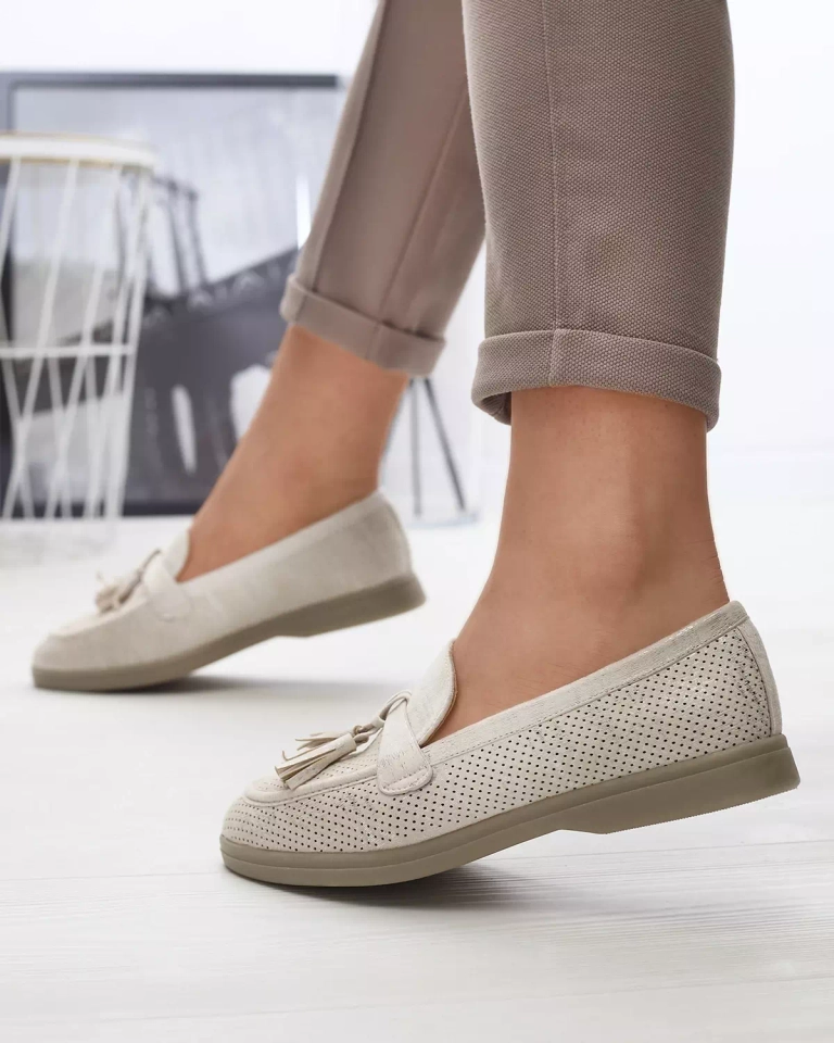 Кремовые женские мокасины с украшением Parffes- Footwear
