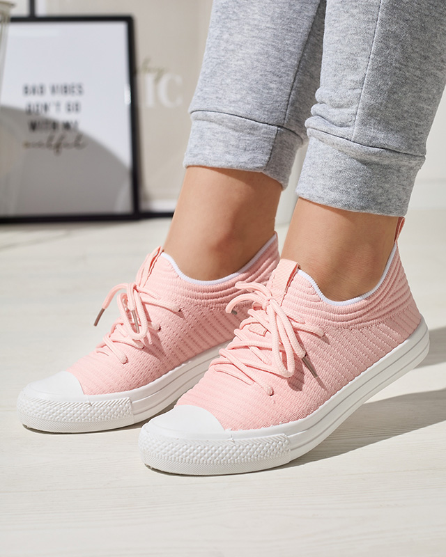Светло-розовые женские кроссовки в рубчик Manfer- Shoes