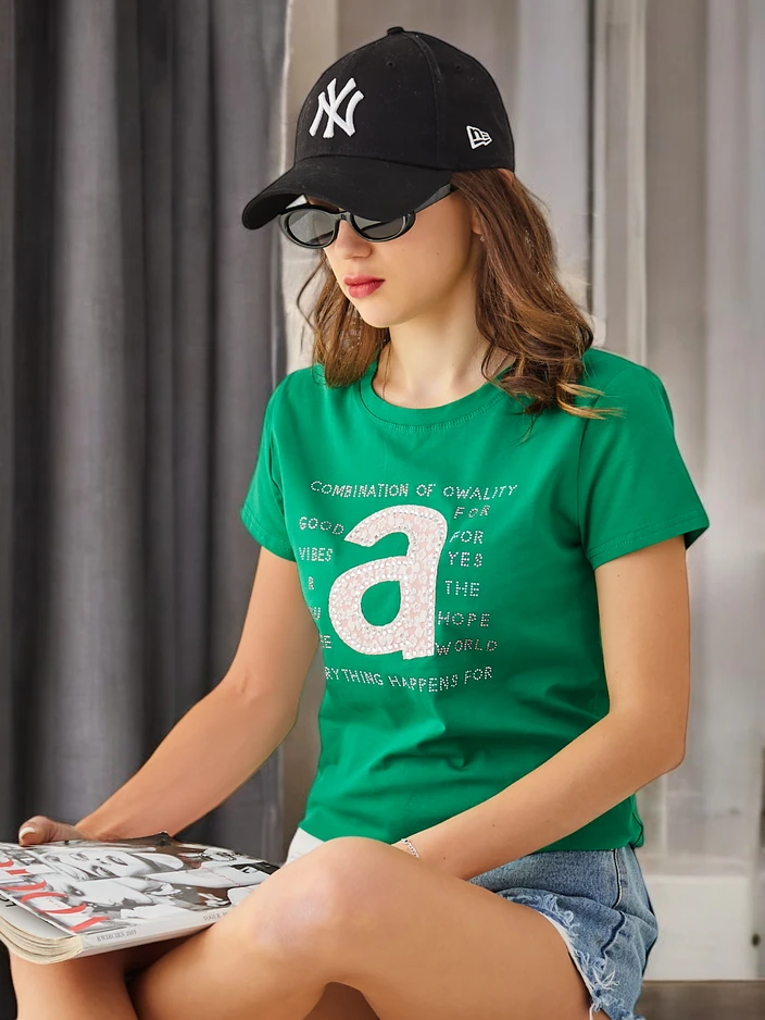 Royalfashion Moteriška medvilnė T-shirt derinys Owality