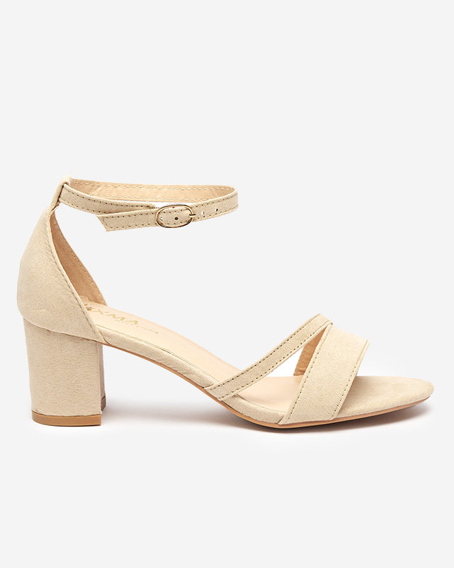 Moteriškos smėlio spalvos basutės ant stulpelio Eqro- Footwear