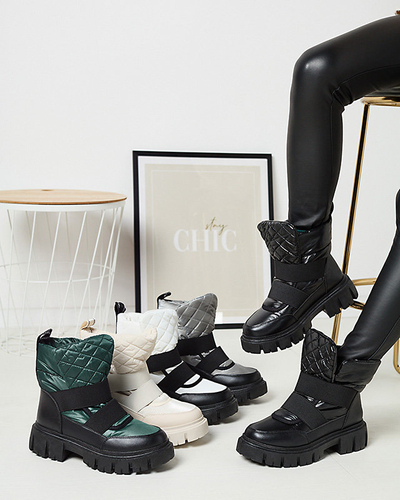Женские сноубутсы на плоской подошве черно-белого цвета Ferory- Footwear