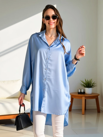 Royalfashion Длинная oversize рубашка для женщин