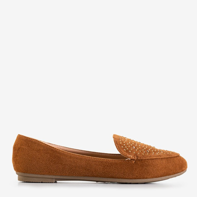 Коричневые женские лоферы со стразами Felisa