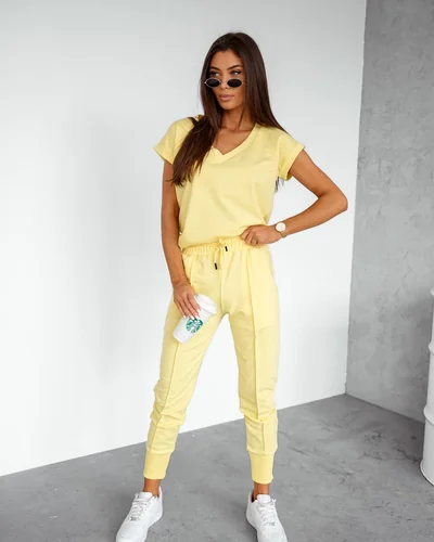 Royalfashion Moteriškas medvilninis kasdienis komplektas su trumpomis rankovėmis