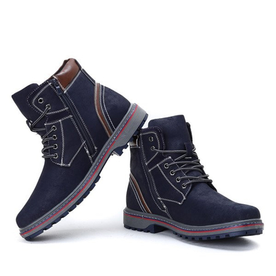 Granatowe, męskie trapery- Obuwie