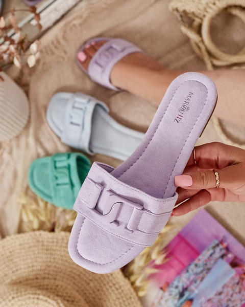 Royalfashion Violetinės moteriškos basutės su sagtimi Rydr