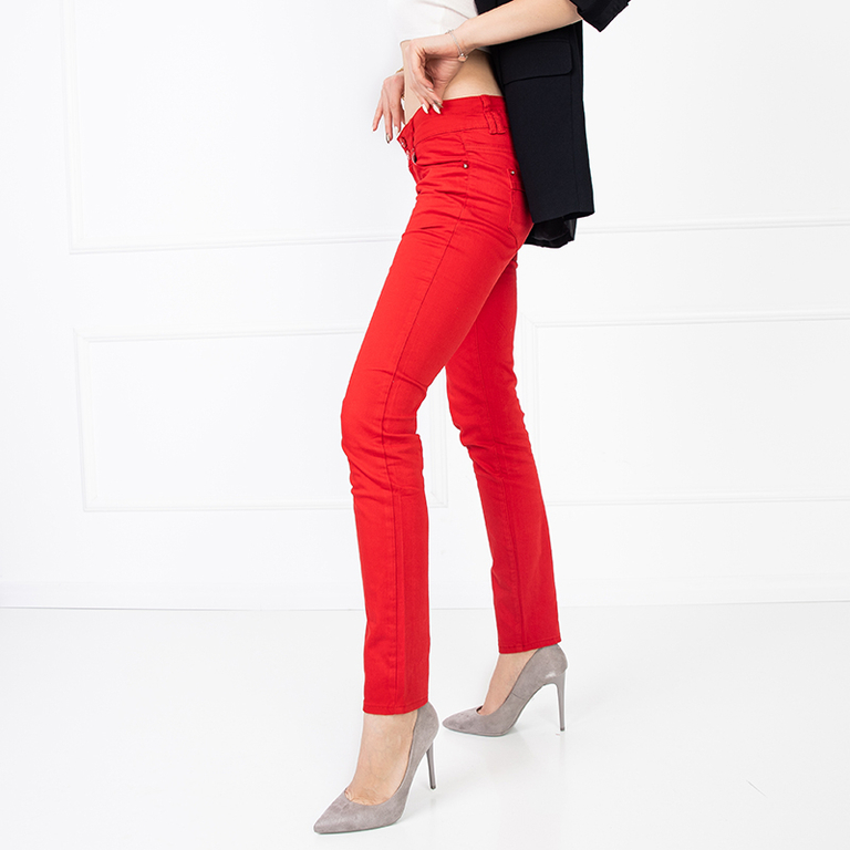 Raudonos moteriškos kelnės žemu liemeniu - Drabužiai