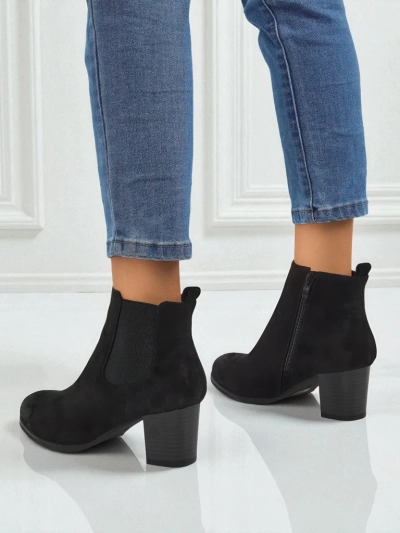 Botki damskie eko zamszowe na obcasie Velvet Trace - mega stylowe!